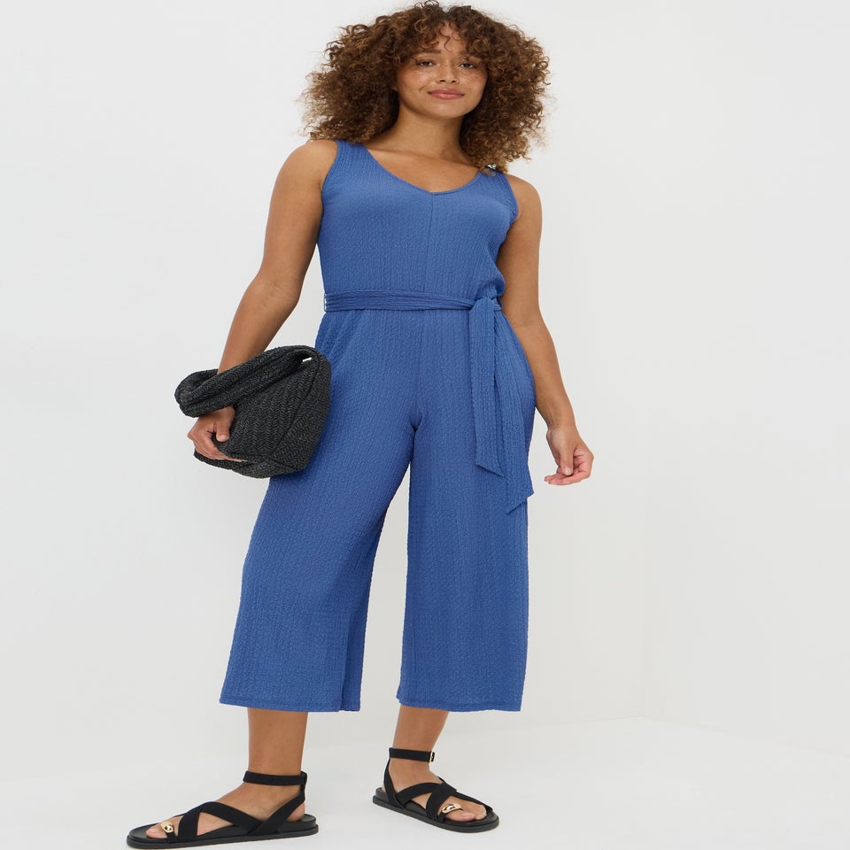Papaya Blue Crinkle Jumpsuit