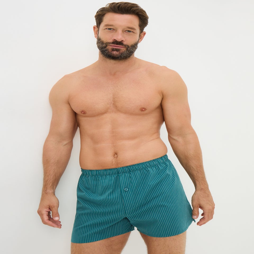 3 Pack Teal Geometric Woven Boxers