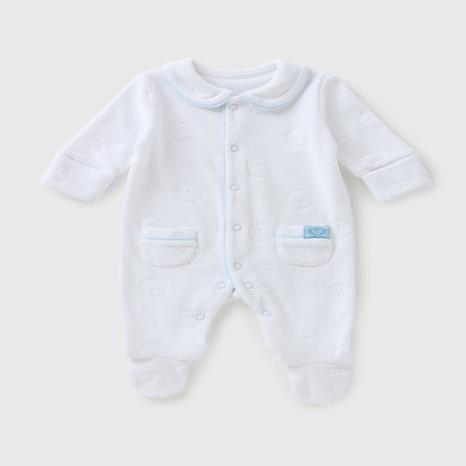 Baby Blue Lion Velour Sleepsuit (Newborn-18mths)