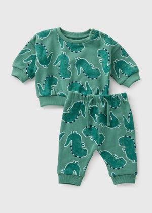 Baby Green Dino Sweatshirt & Jogging Bottoms (Newborn-23mths)