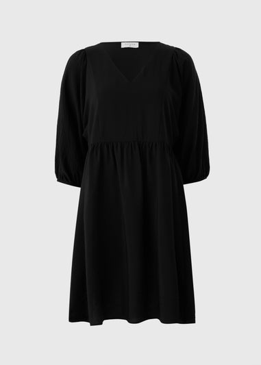 Black Volume Sleeve Mini Dress
