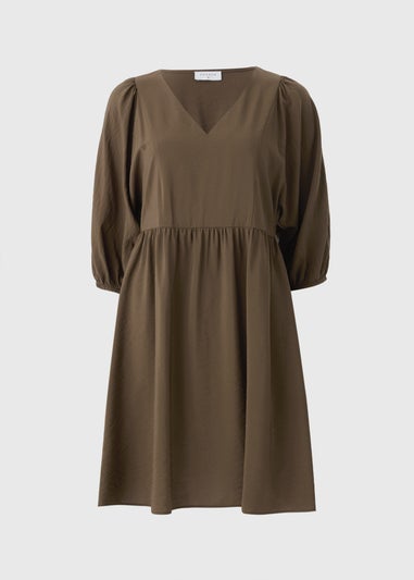 Brown Mini Smock Dress