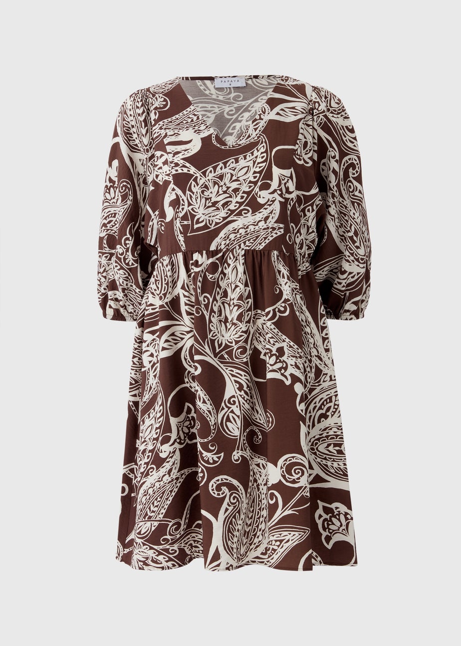 Brown Abstract Mini Dress