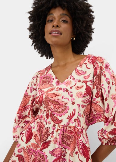 Pink Paisley Volume Sleeve Mini Dress