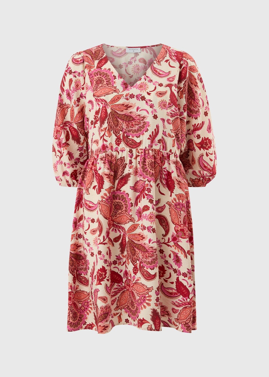 Pink Paisley Volume Sleeve Mini Dress