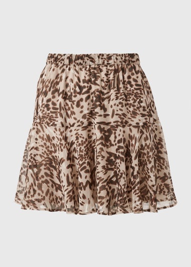 Brown Tiered Mini Skirt