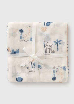 3 Pack Baby Multicolour Animal Stripe Muslin Cloths