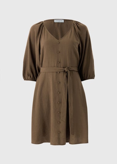 Brown Belted Midi Dress