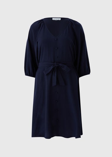 Navy Belted Mini Dress