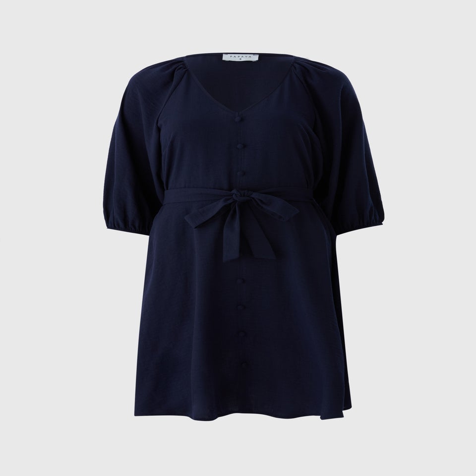 Navy Belted Mini Dress