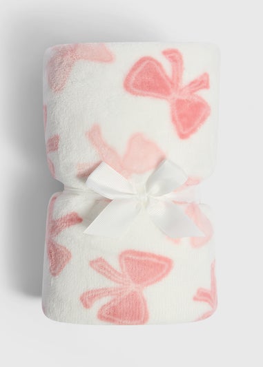 Pink Bow Fleece Blanket