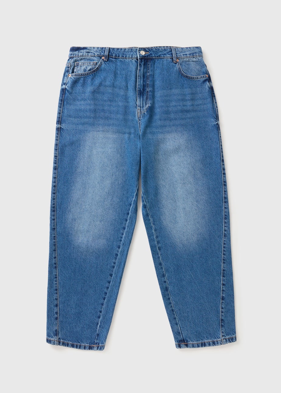 Mid Wash Barrel Leg Jeans