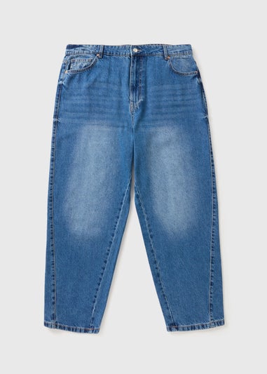 Mid Wash Barrel Leg Jeans