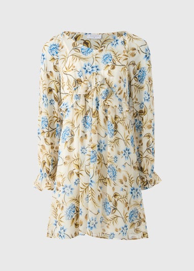 Multicolour Floral Frill Mini Dress