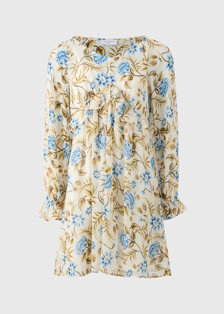 Multicolour Floral Frill Mini Dress