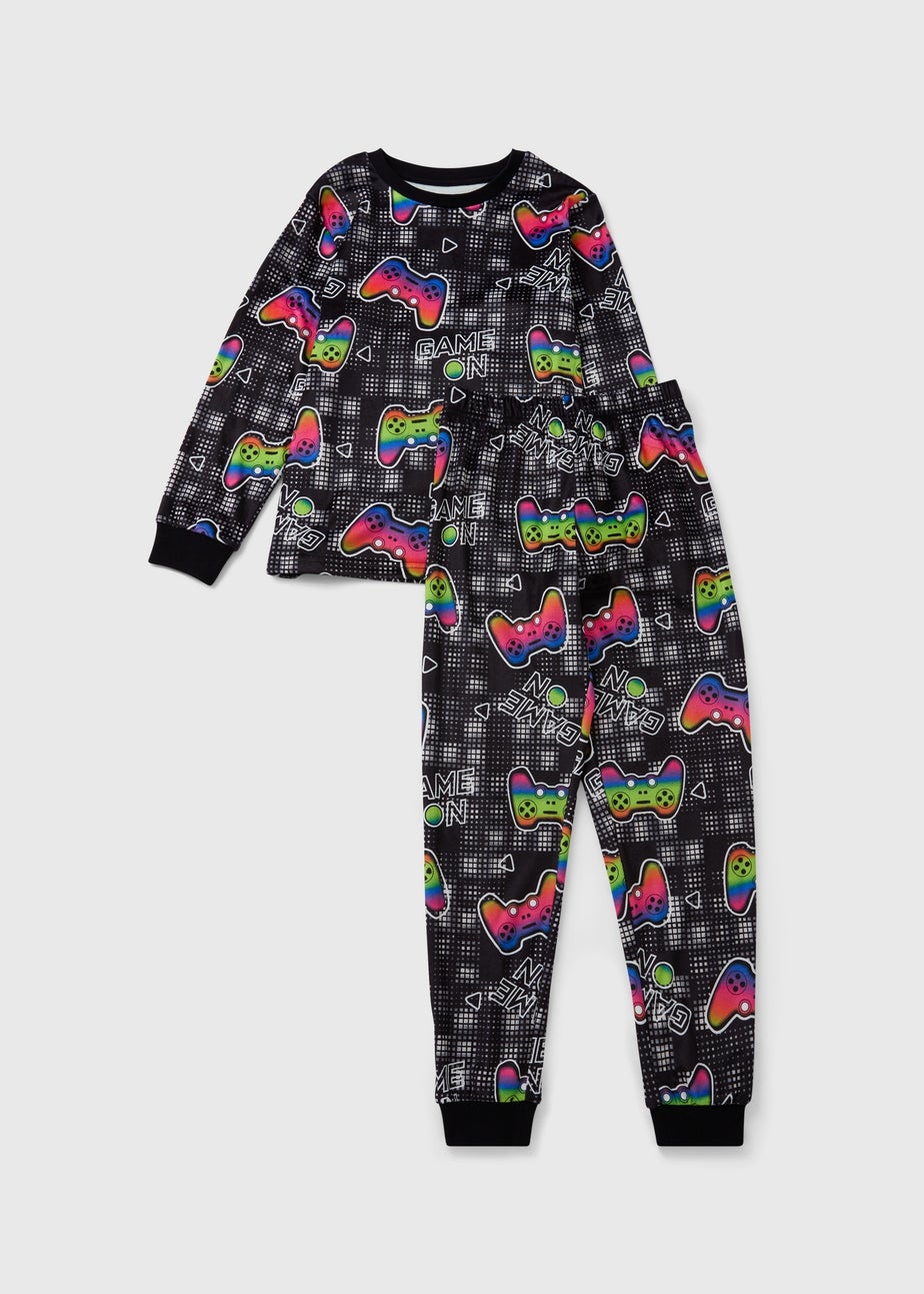 Boys Black Gaming Fleece Pyjama Set (7-13yrs)