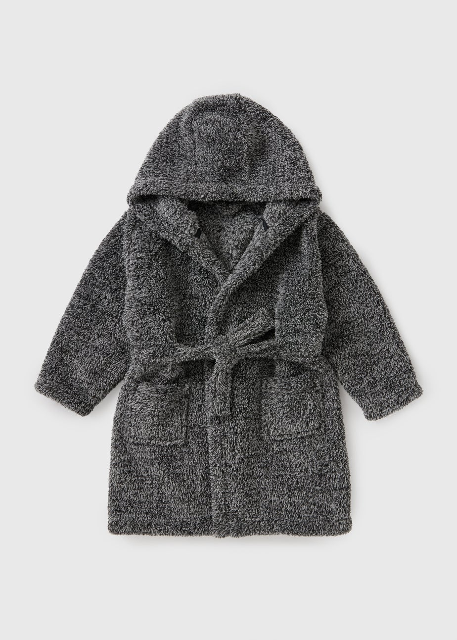 Boys Grey Hooded Dressing Gown (7-13yrs)