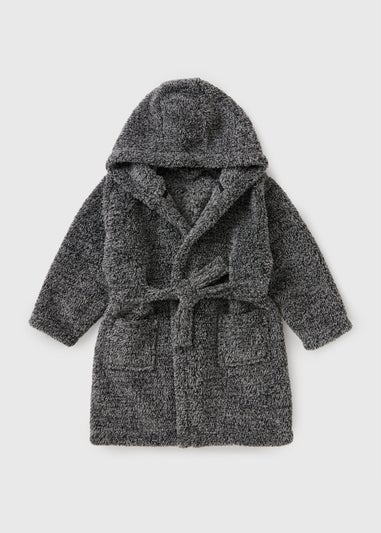 Boys Grey Hooded Dressing Gown (7-13yrs)