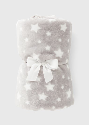 Grey Baby Star Fleece Blanket