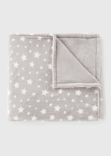 Grey Baby Star Fleece Blanket