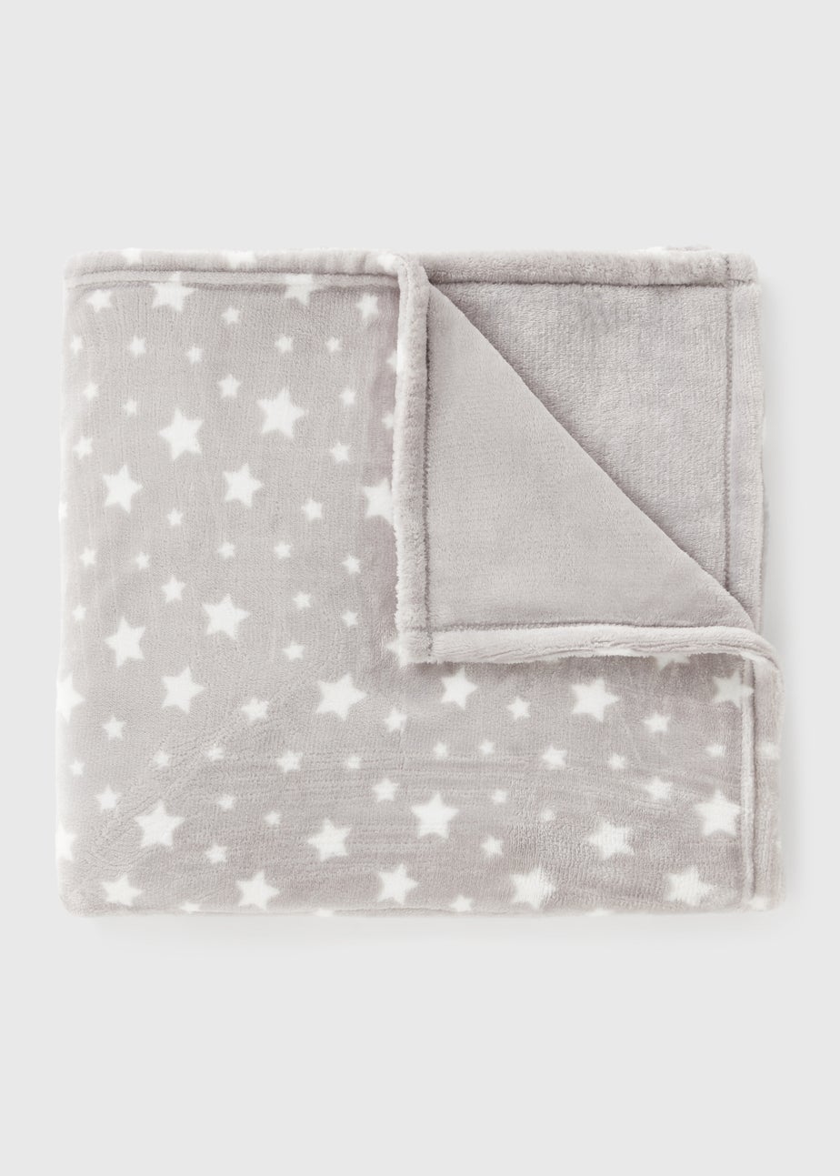Grey Baby Star Fleece Blanket