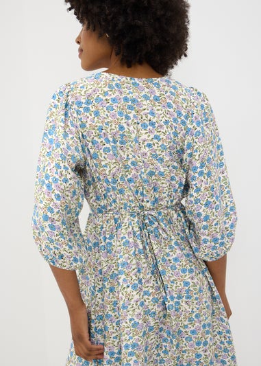 Multicolour Ditsy Floral Volume Midi Dress