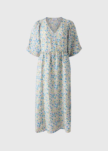 Multicolour Ditsy Floral Volume Midi Dress