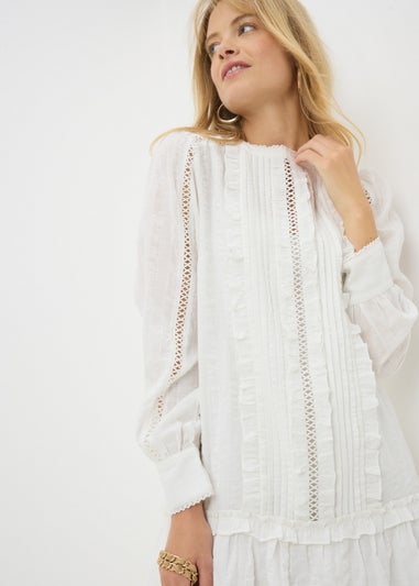 Cream Ruffle Mini Dress