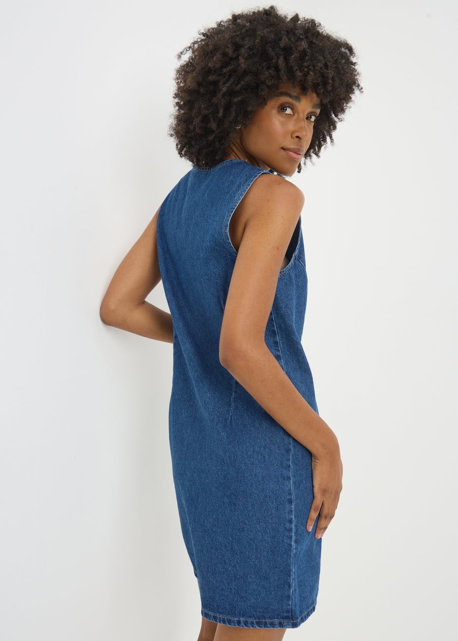Darkwash Denim Button Midi Dress