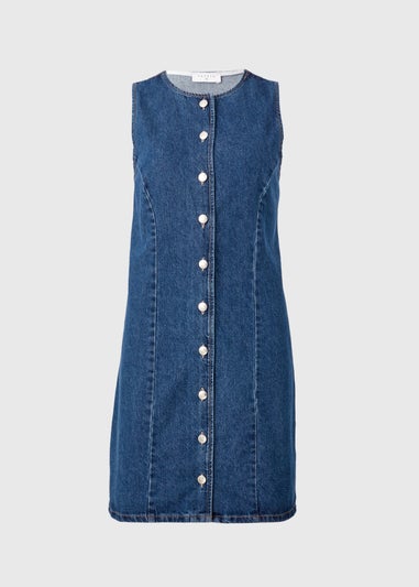 Darkwash Denim Button Midi Dress