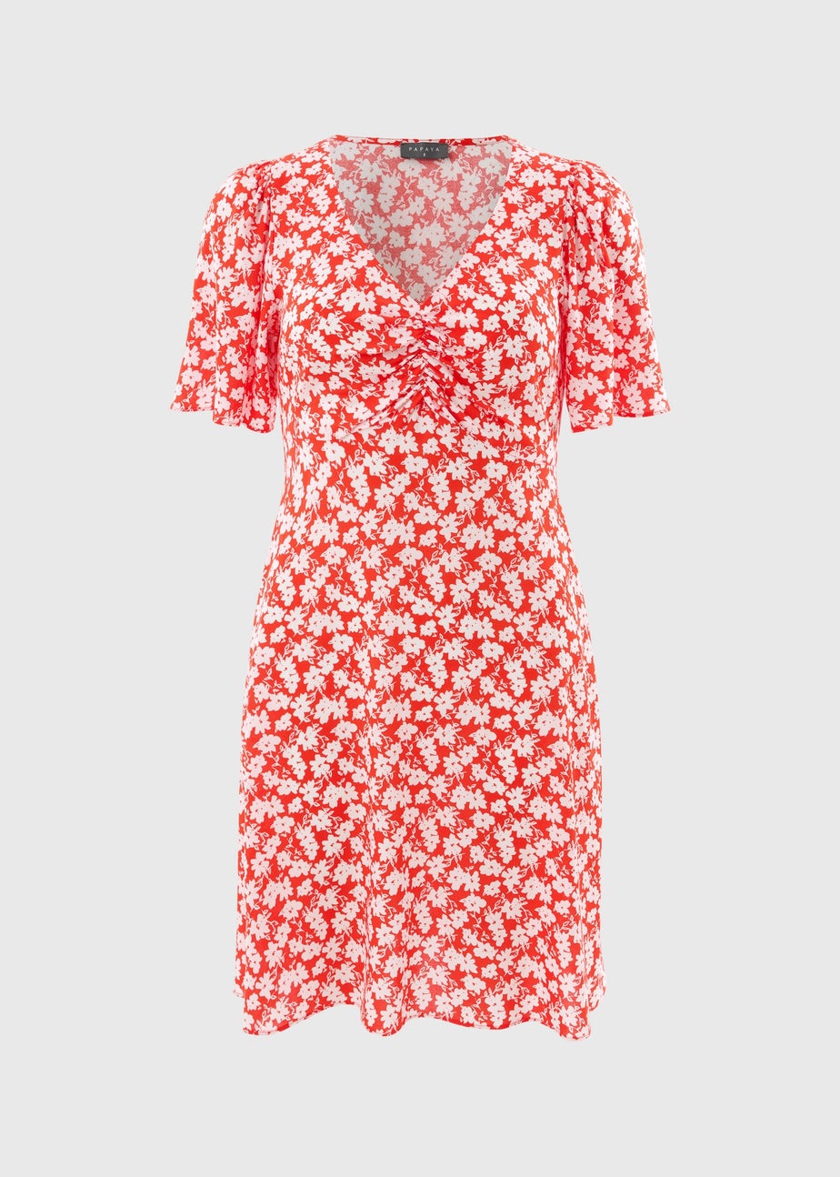 Red Ditsy Floral Mini Dress
