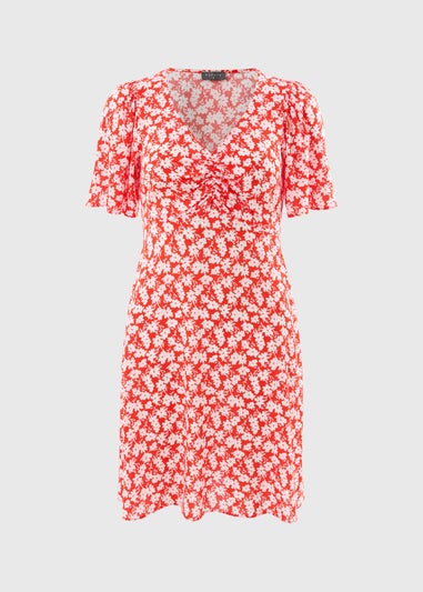 Red Ditsy Floral Mini Dress