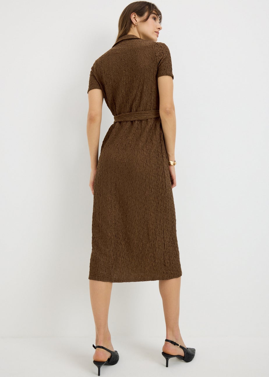 Create for Brown Textured Midaxi Shirt Dress