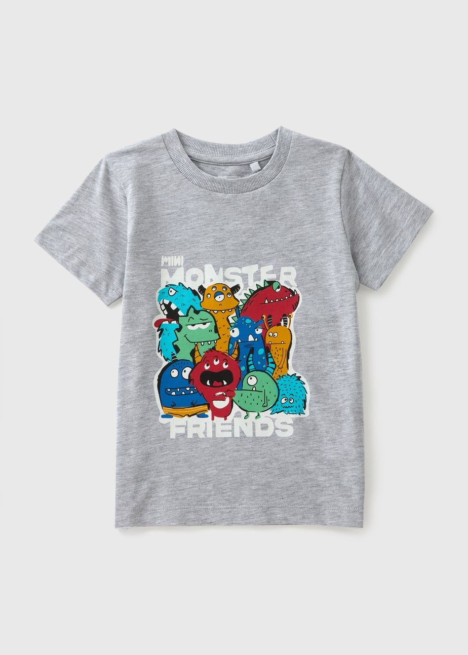 Boys Grey Monster T-Shirt (1-7yrs)