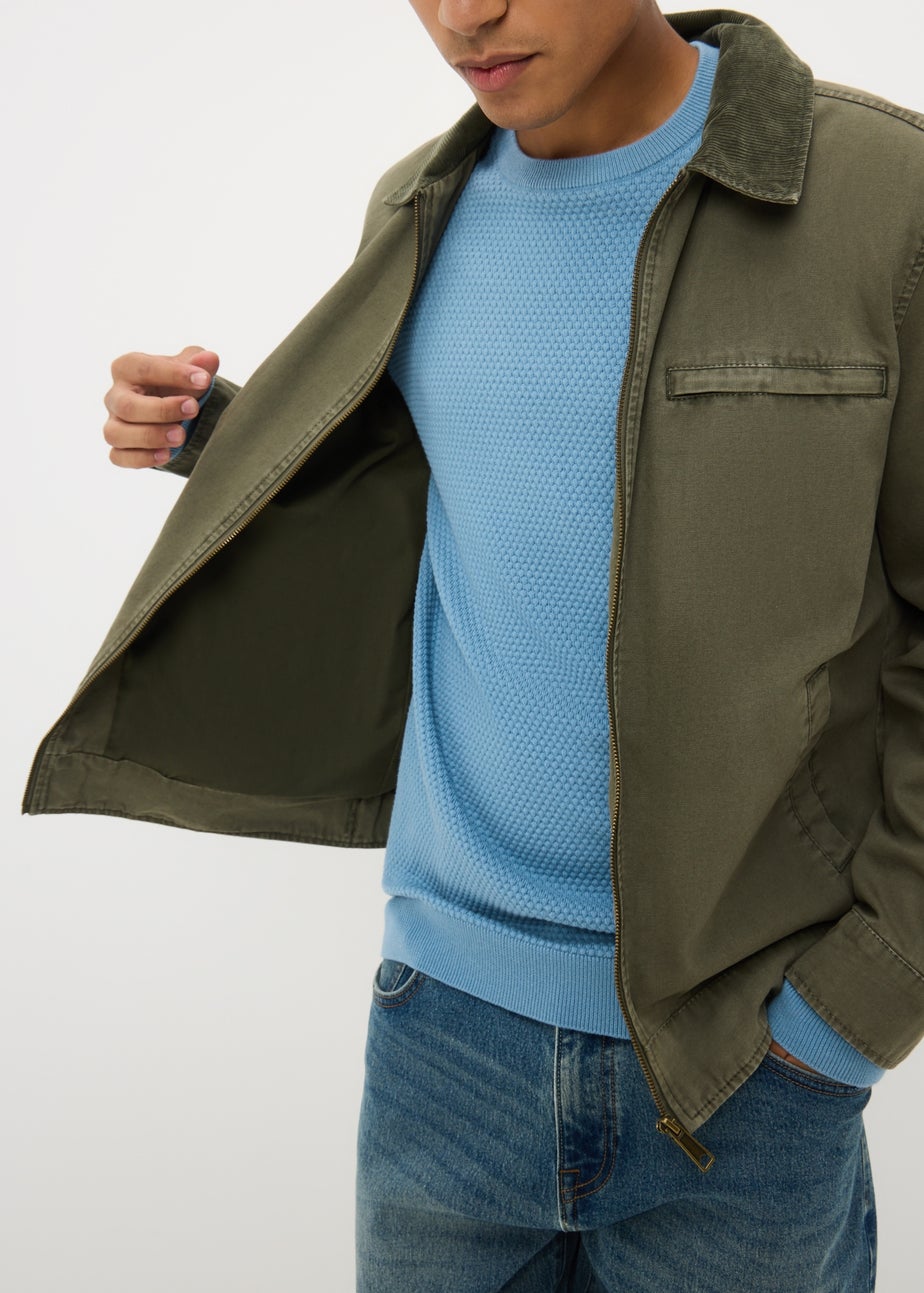 Blue Textured Crew Jumper