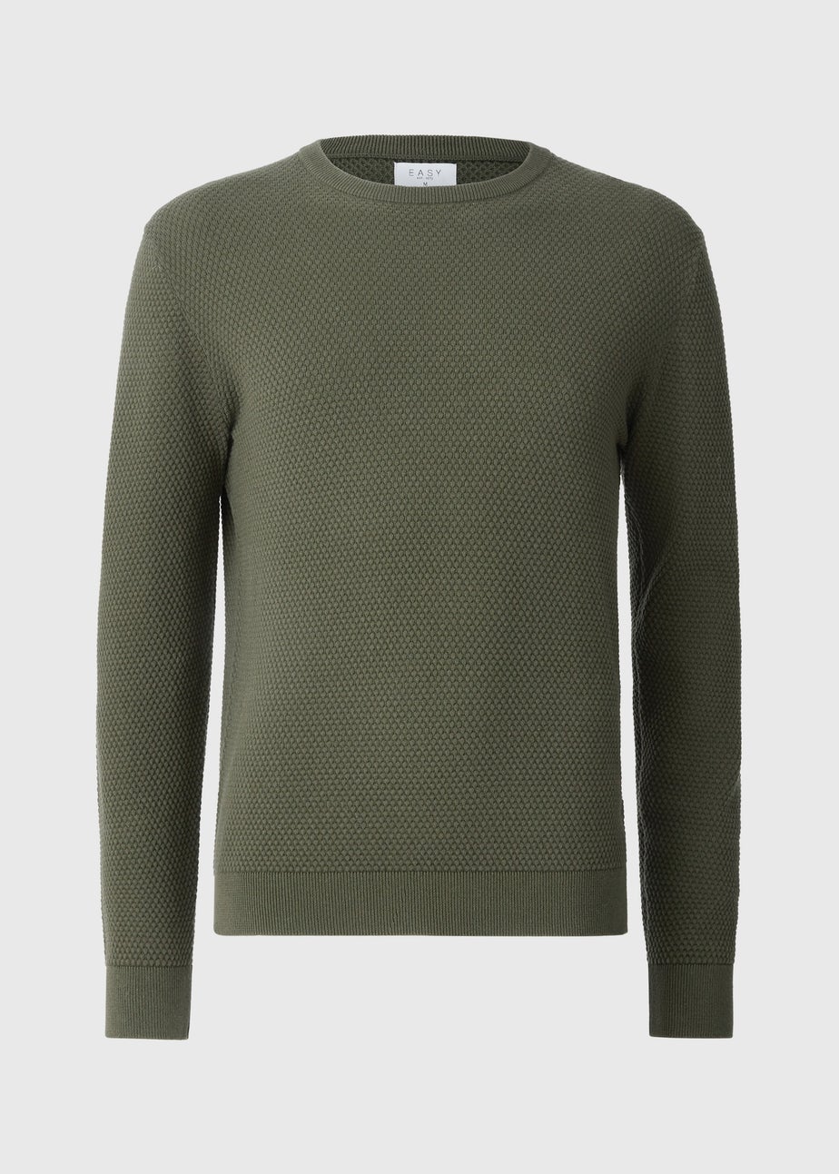 Khaki Crew Textured Jumper