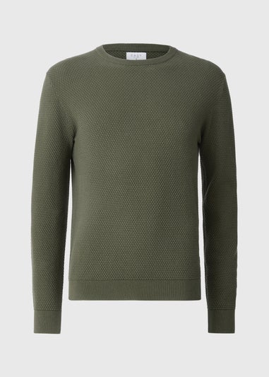Khaki Crew Textured Jumper