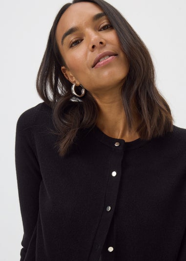 Black Button Soft Cardigan