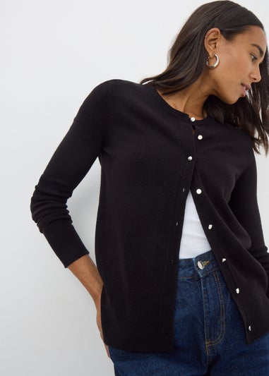 Black Button Soft Cardigan