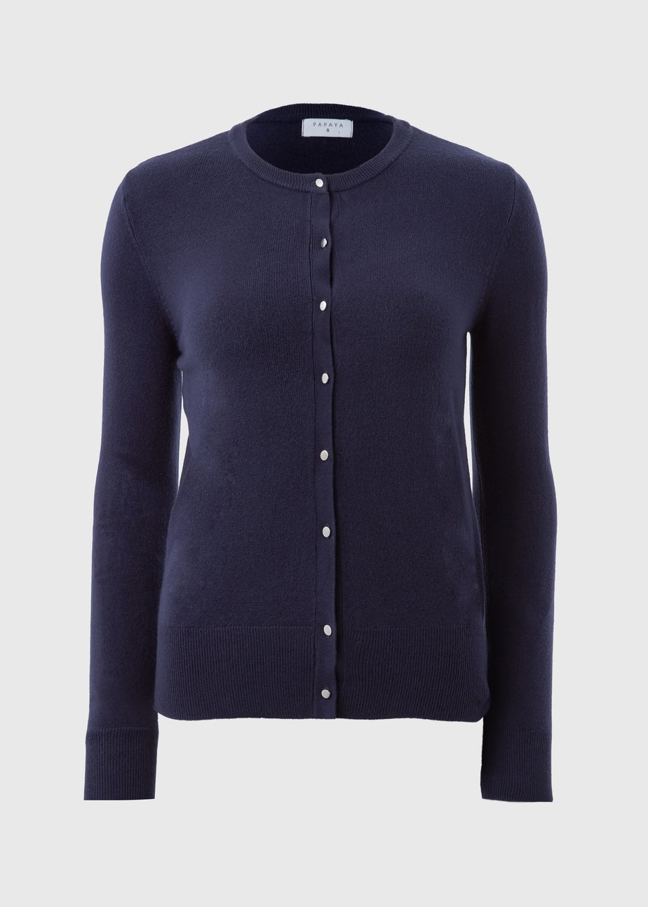 Navy Button Soft Cardigan