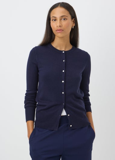 Navy Button Soft Cardigan