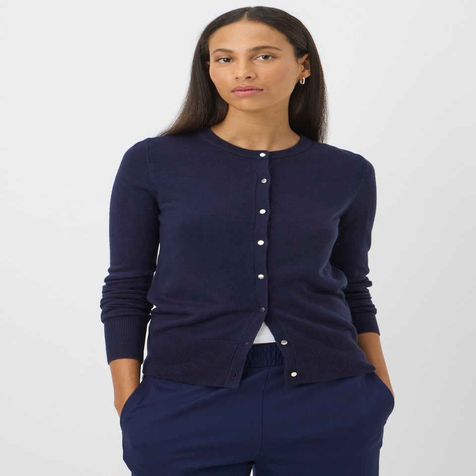 Navy Button Soft Cardigan