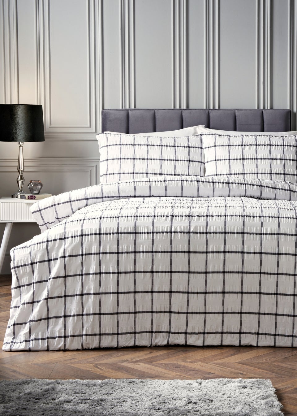 Black Check Seersucker Duvet Set