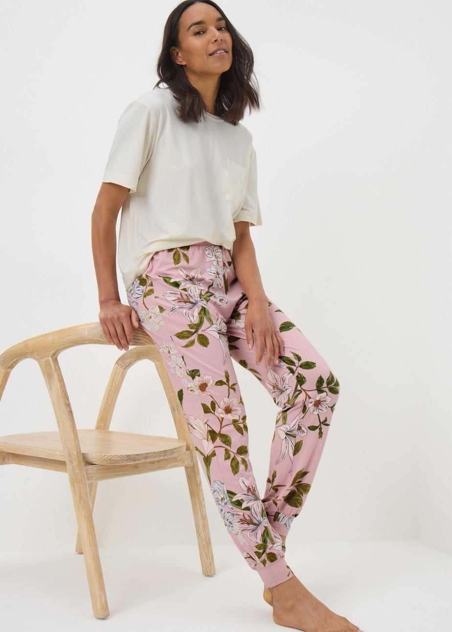 Pink Floral Long Pyjama Set