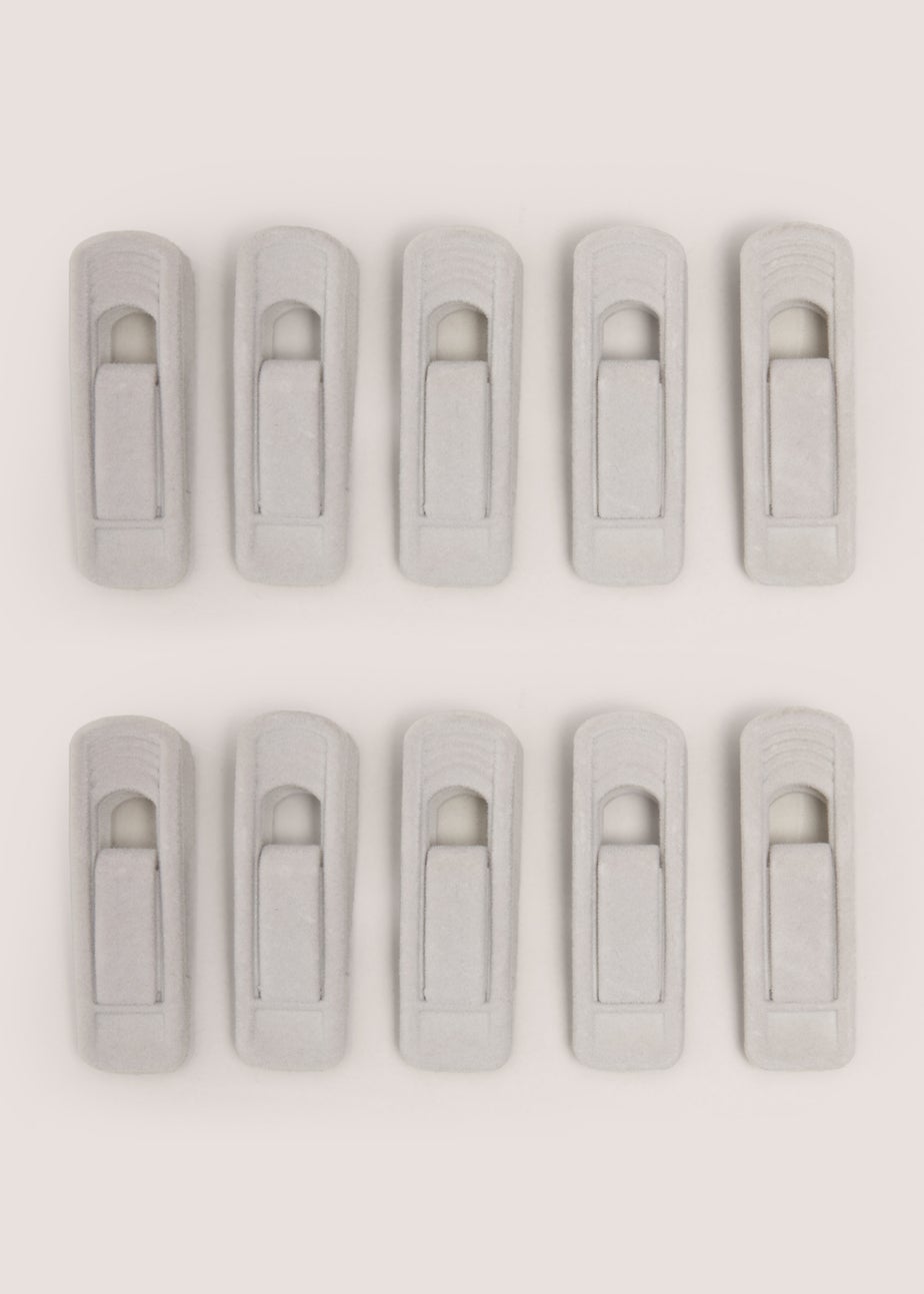 Grey 10 Pack Velvet Hanger Clips