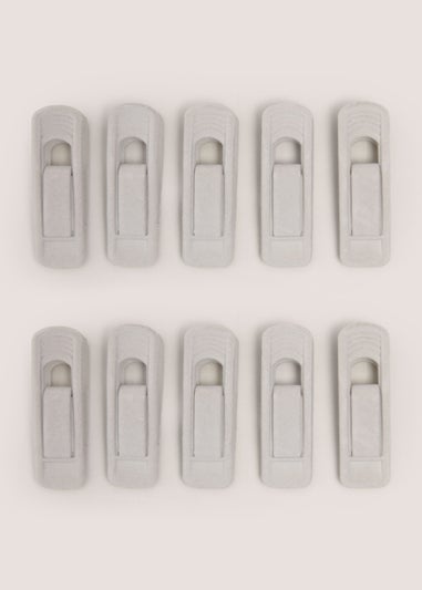 Grey 10 Pack Velvet Hanger Clips