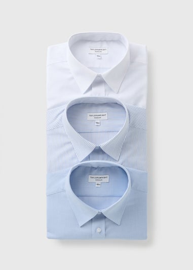 Taylor & Wright 3 Pack Blue Regular Easycare Shirts