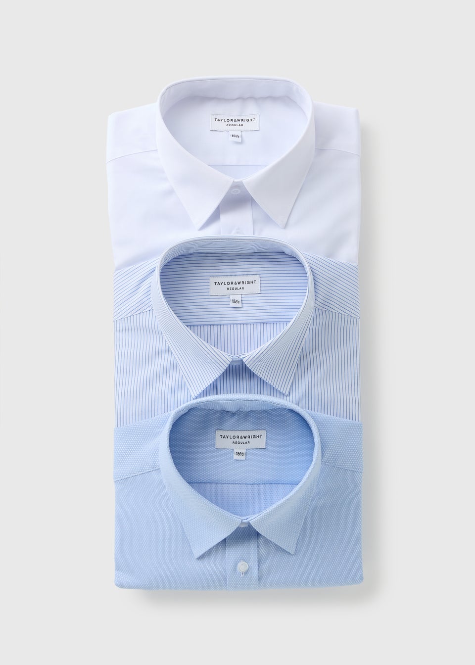 Taylor & Wright 3 Pack Blue Regular Easycare Shirts
