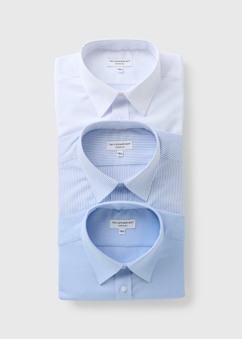 Taylor & Wright 3 Pack Blue Regular Easycare Shirts