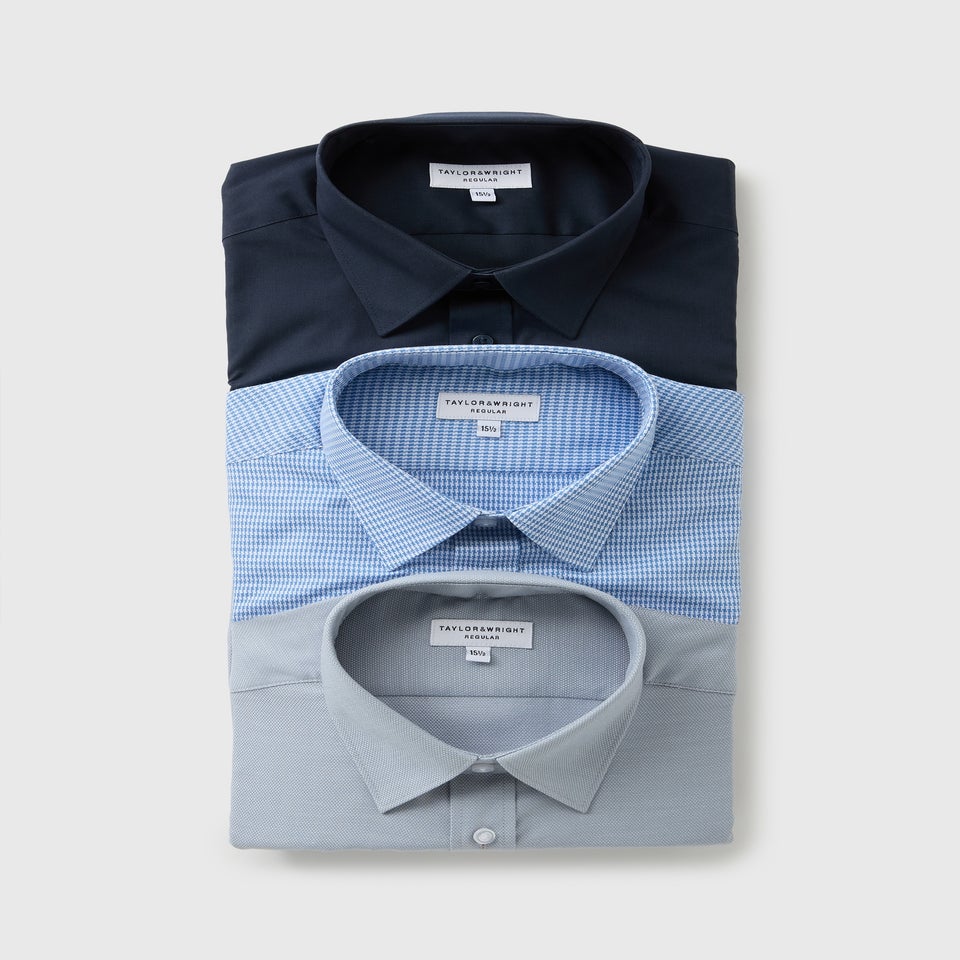 Taylor & Wright 3 Pack Navy Easycare Shirts